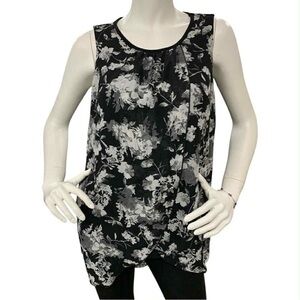 Bali Black and White Floral Blouse Size M
